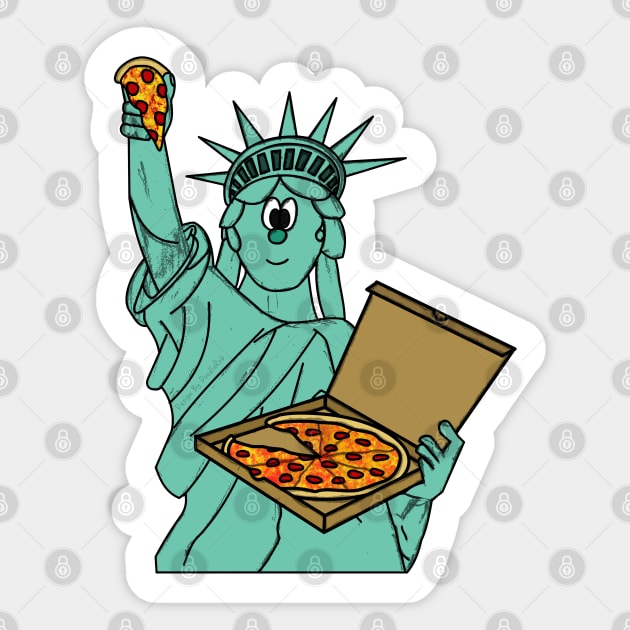 Statue Of Liberty Pizza Independence Day 4th July Sticker by doodlerob